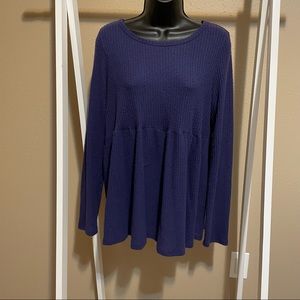 Size L PinkBlush purple maternity shirt. Peplum waffle knit top.